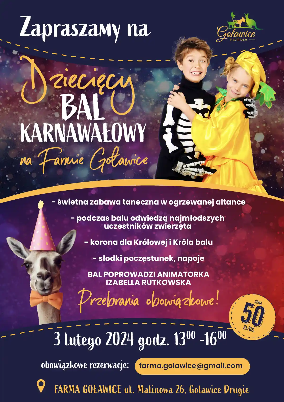 Bal Karnawałowy dla dzieci na Farmie Goławice